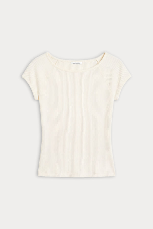 THE VARIEGATED RIB TOP | CHALK-6 | GOOD AMERICAN | FLAT