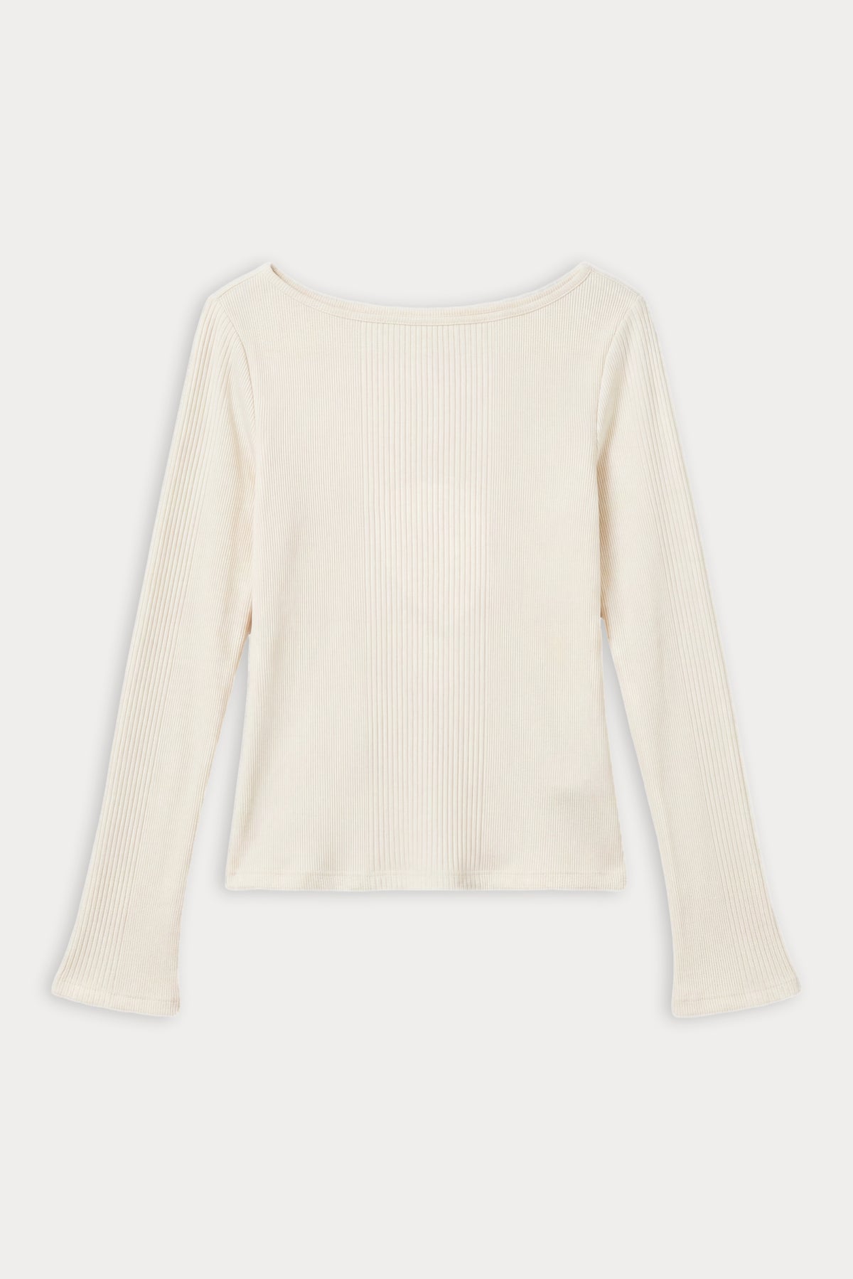 THE VARIEGATED RIB LONG SLEEVE TOP | CHALK-6 | GOOD AMERICAN | FLAT