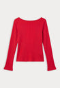 THE VARIEGATED RIB LONG SLEEVE TOP | CRIMSON ROSE-6 | GOOD AMERICAN | FLAT