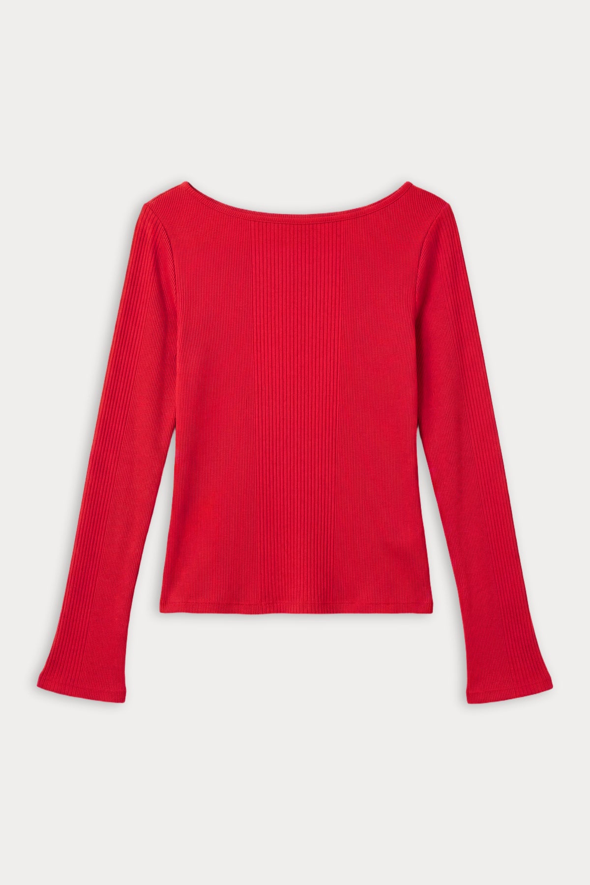 THE VARIEGATED RIB LONG SLEEVE TOP | CRIMSON ROSE-6 | GOOD AMERICAN | FLAT