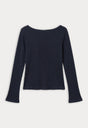 THE VARIEGATED RIB LONG SLEEVE TOP | NEW NAVY002-6 | GOOD AMERICAN | FLAT