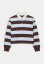 THE CROPPED RUGBY POLO | ESPRESSO SKY BLOCK STRIPE-5 | GOOD AMERICAN | FLAT