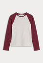 THE LONG SLEEVE RAGLAN TEE | VINTAGE GREY-5 | GOOD AMERICAN | MODEL