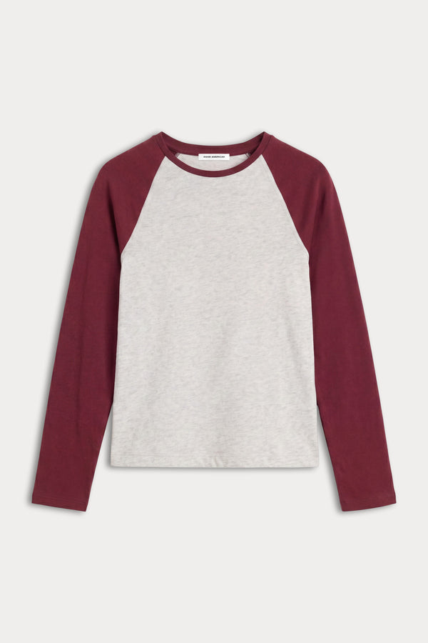 THE LONG SLEEVE RAGLAN TEE | VINTAGE GREY-5 | GOOD AMERICAN | MODEL