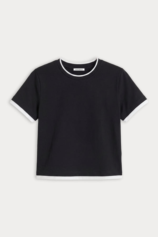 THE LAYERED TEE | BLACK-6 | GOOD AMERICAN | FLAT