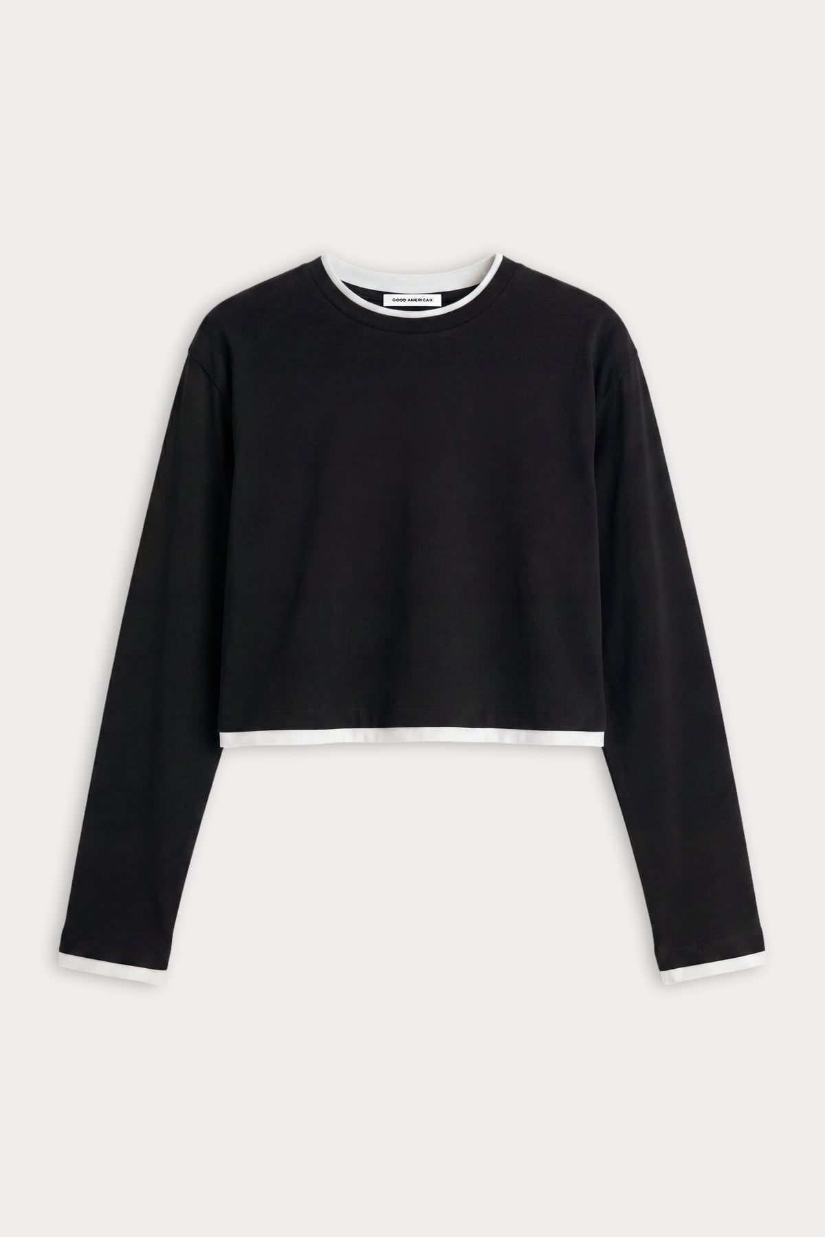 THE LONG SLEEVE LAYERED TEE | BLACK-6 | GOOD AMERICAN | FLAT
