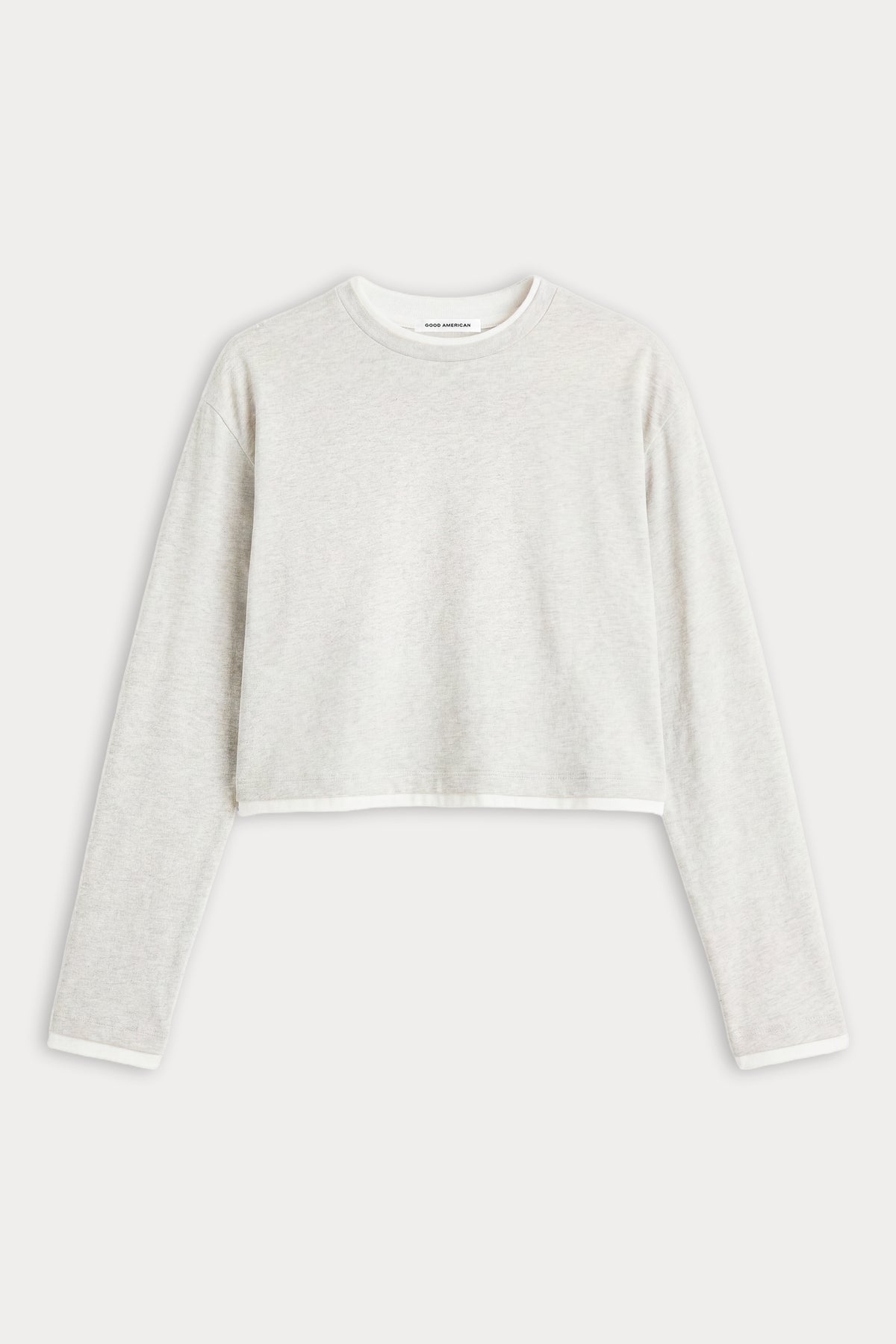 THE LONG SLEEVE LAYERED TEE | VINTAGE GREY-6 | GOOD AMERICAN | FLAT