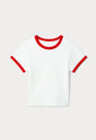 GOOD AMERICAN THE RINGER BABY TEE | WHITE T-SHIRT | FLAT