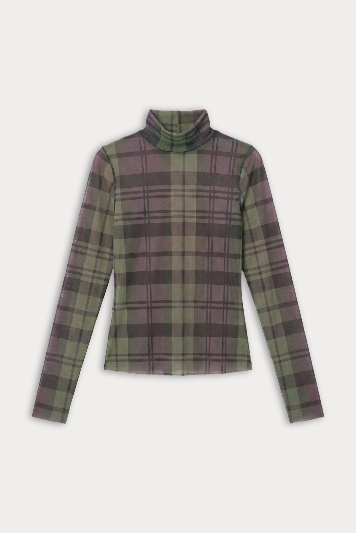 THE MESH TURTLENECK | NAVY AND GREEN PLAID-6 | GOOD AMERICAN | FLAT