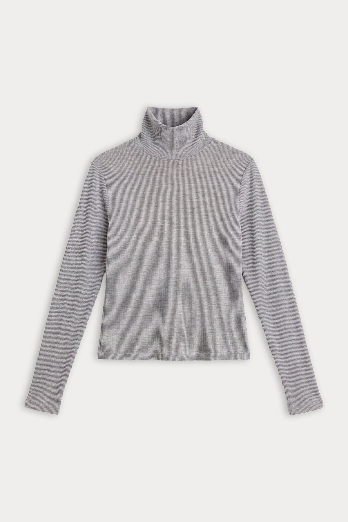 THE SHEER RIB TURTLENECK | GREY MELANGE