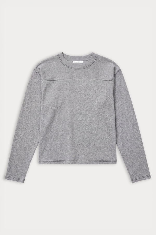 THE LONG SLEEVE GYM TEE | GREY MELANGE-1 | GOOD AMERICAN | FLAT