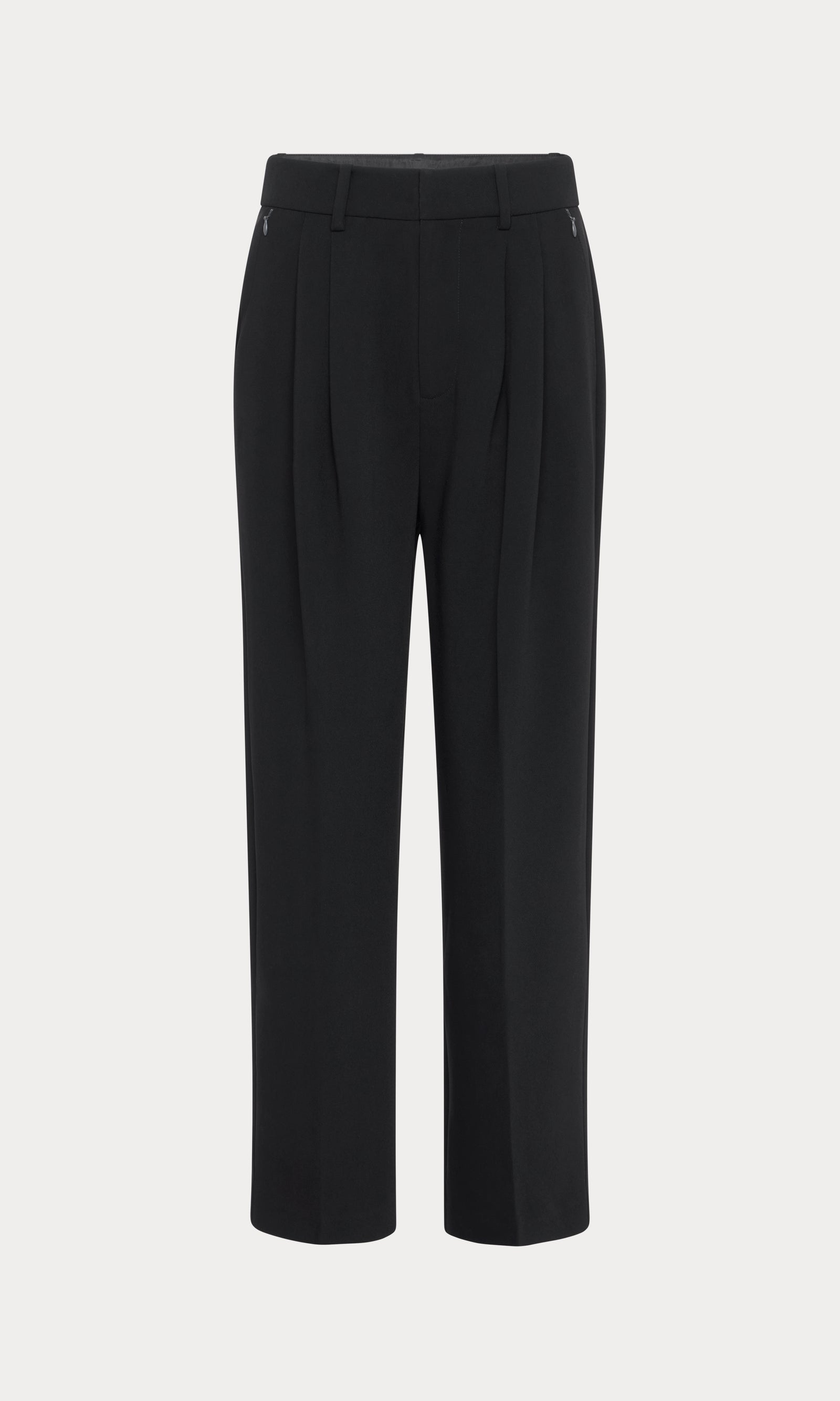 LUXE SUITING HIGH-RISE CROPPED WIDE LEG TROUSER | BLACK001