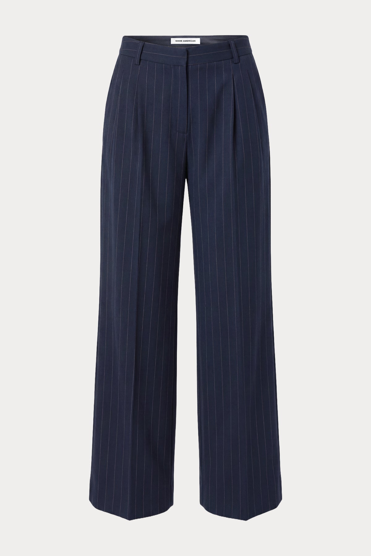 THE LOW RISE STRAIGHT LEG TROUSER | NAVY PINSTRIPE-7 | GOOD AMERICAN | GHOST