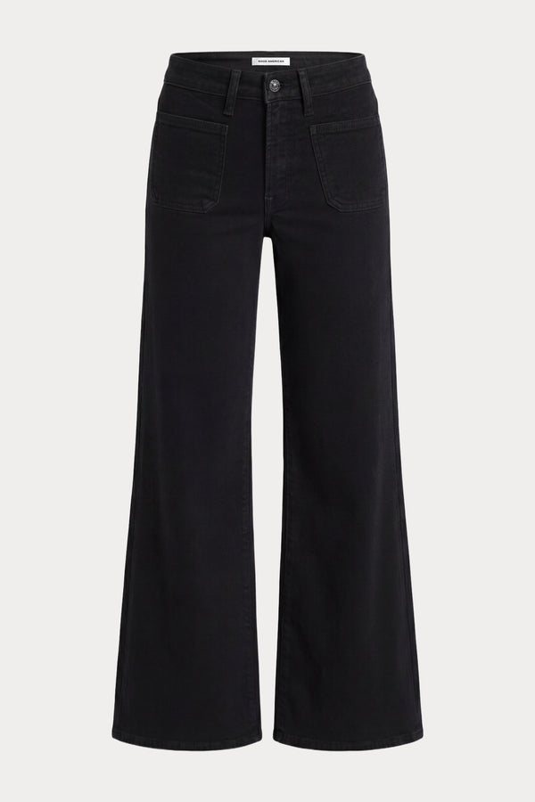PATCH POCKET GOOD WAIST PALAZZO JEANS | BLACK001-7 | GOOD AMERICAN | MODEL
