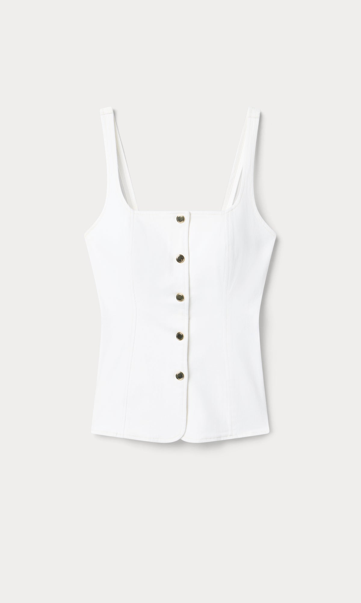 SLEEVELESS DENIM BUTTON FRONT TOP | COTTON WHITE