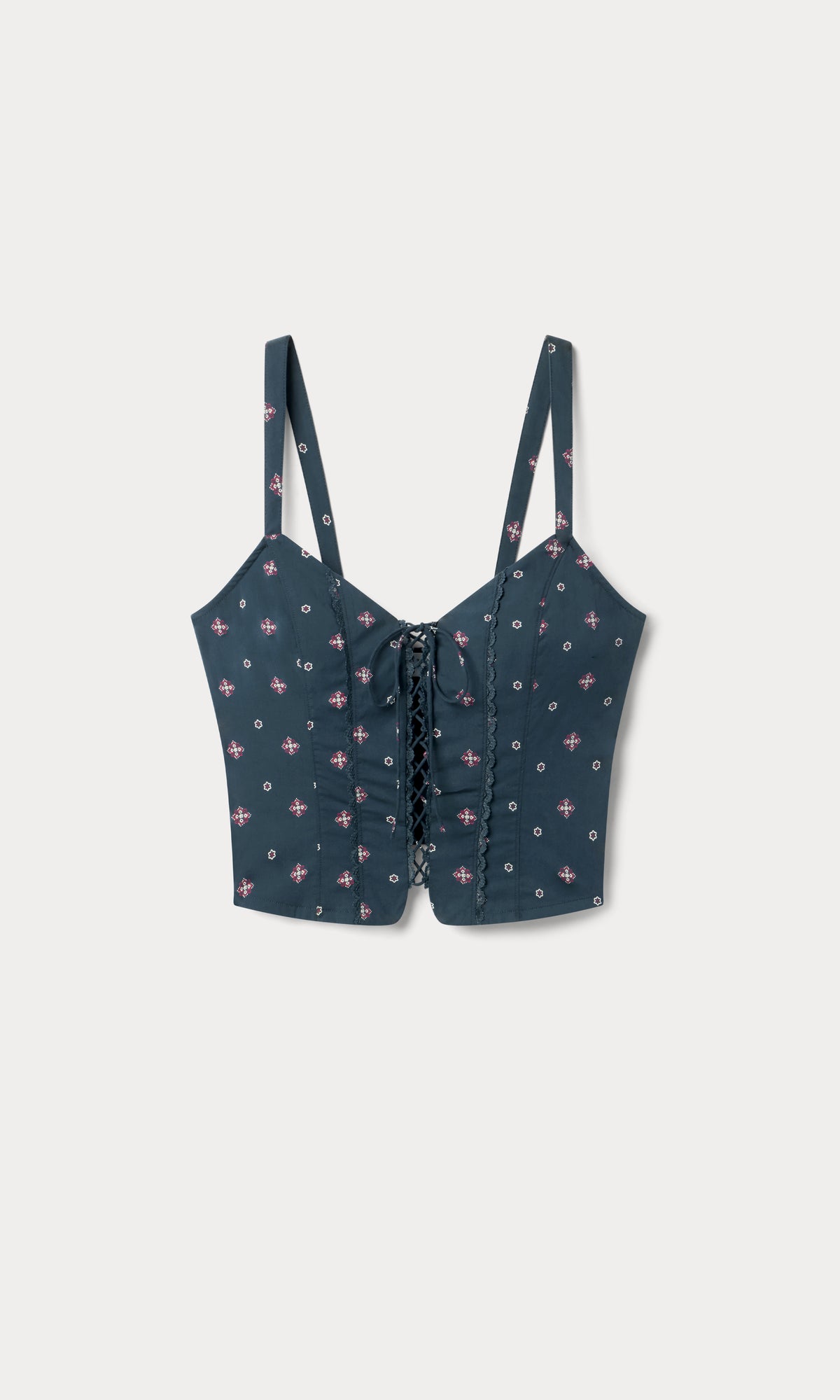 DOLLY LACE UP POPLIN TANK | NEW NAVY BANDANA PRINT