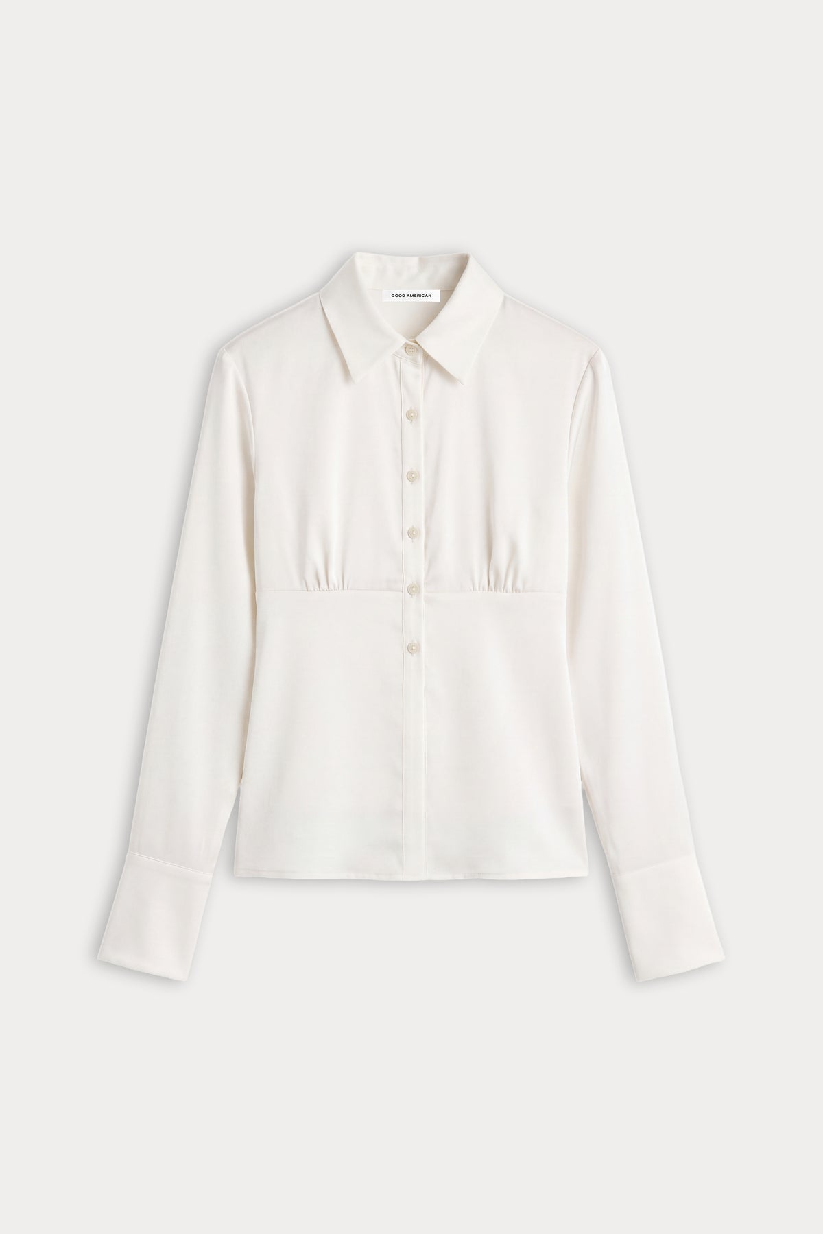 THE SATIN FEMME SHIRT | CHALK-5 | GOOD AMERICAN | FLAT