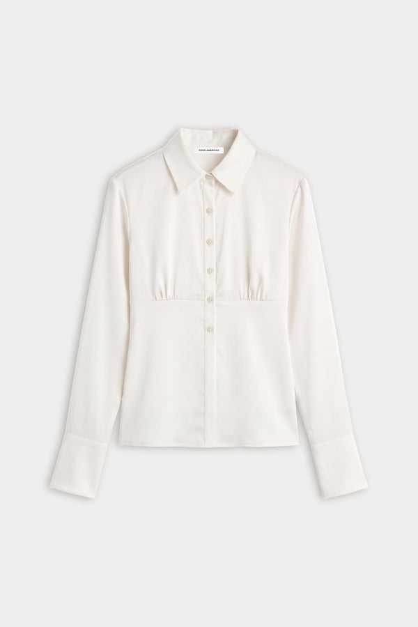 THE SATIN FEMME SHIRT | CHALK-5 | GOOD AMERICAN | FLAT