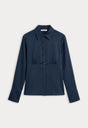 THE SATIN FEMME SHIRT | NEW NAVY002-5 | GOOD AMERICAN | FLAT