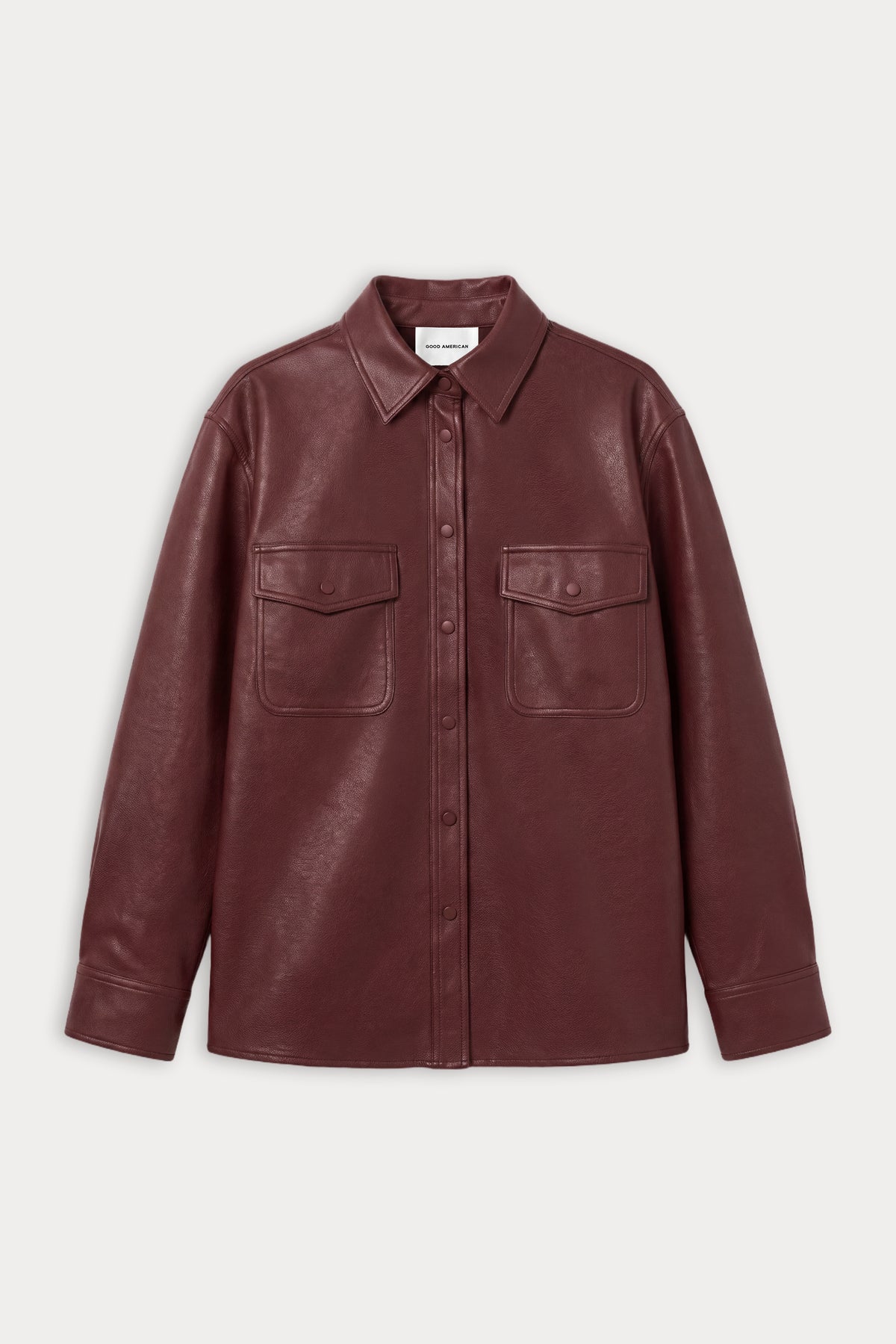 THE BETTER THAN LEATHER CLASSIC SHIRT | BERRY NOIR-5 | GOOD AMERICAN | FLAT