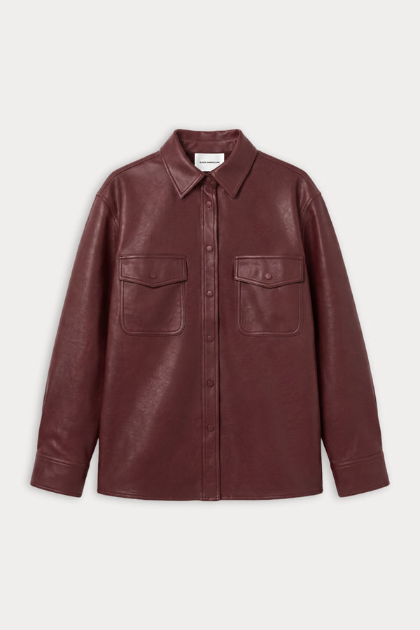 THE BETTER THAN LEATHER CLASSIC SHIRT | BERRY NOIR-5 | GOOD AMERICAN | FLAT