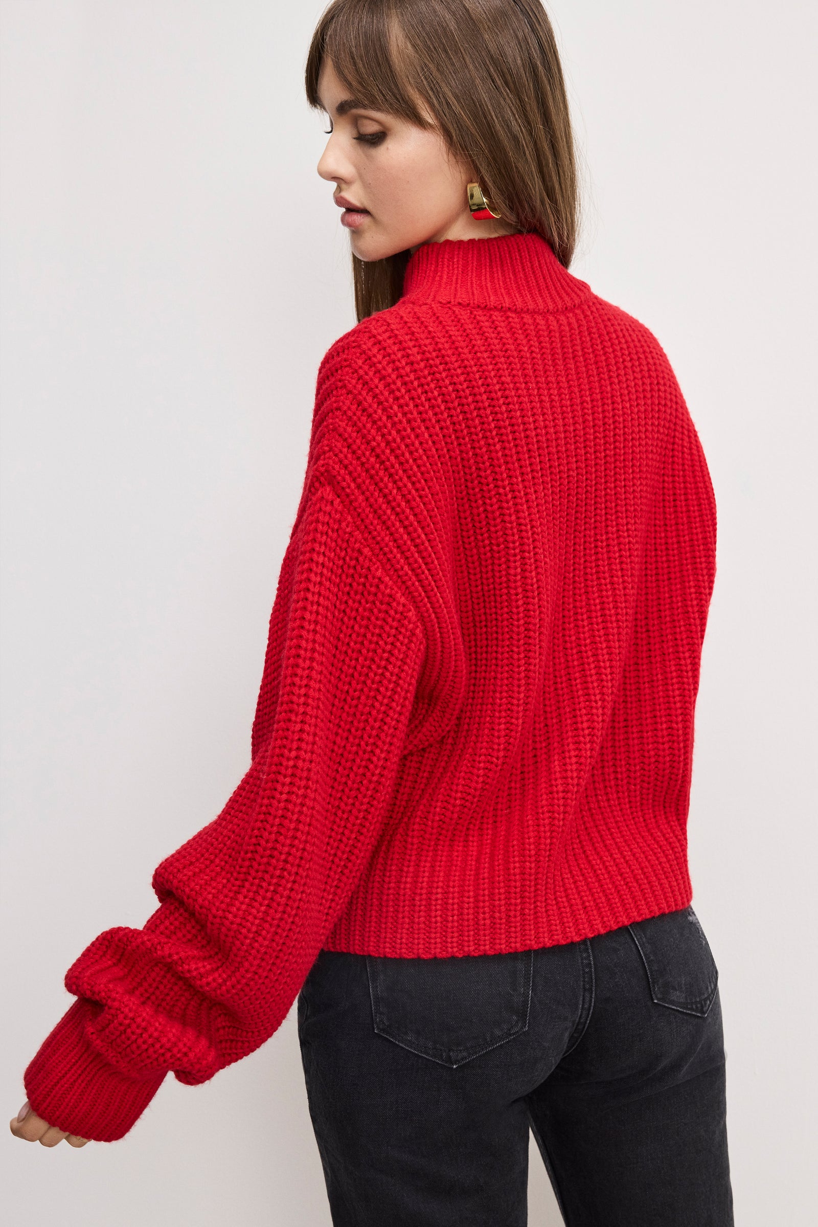 CHUNKY KNIT MOCK NECK SWEATER | CHILI001