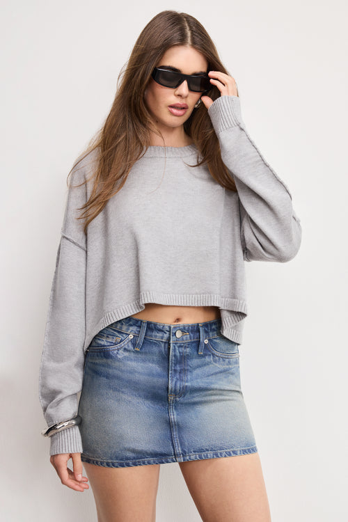 COZY KNIT CREW NECK | MELANGE GREY