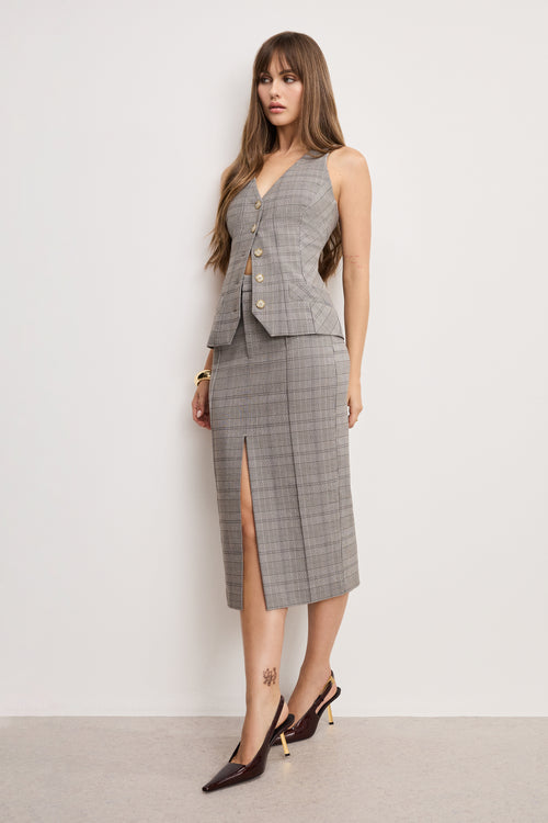 PLAID MIDI SKIRT | GLEN PLAID001