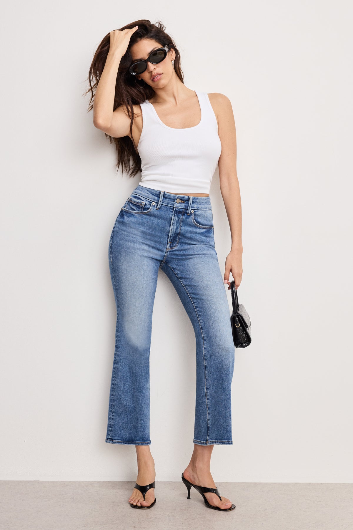 ALWAYS FITS GOOD LEGS CROPPED MINI BOOT JEANS | INDIGO953