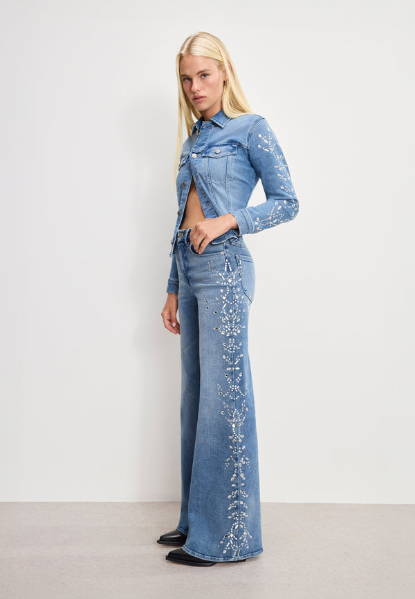 DOLLY JOLEANS CRYSTAL WIDE JEANS | INDIGO1089