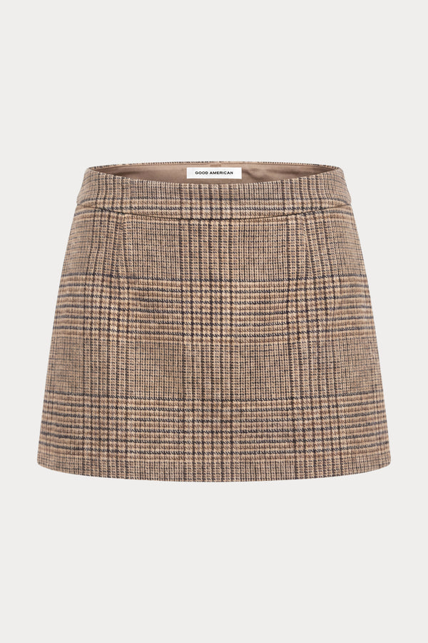 THE WOOL MINI SKIRT | BROWN PLAID-6 | GOOD AMERICAN | GHOST